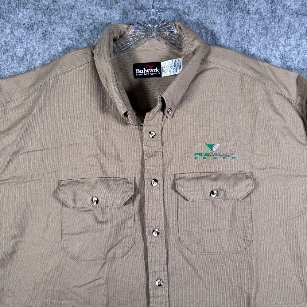 Bulwark FR Shirt Mens 3XL Beige Flame Resistant Work Wear Welding Oilfield Flaw